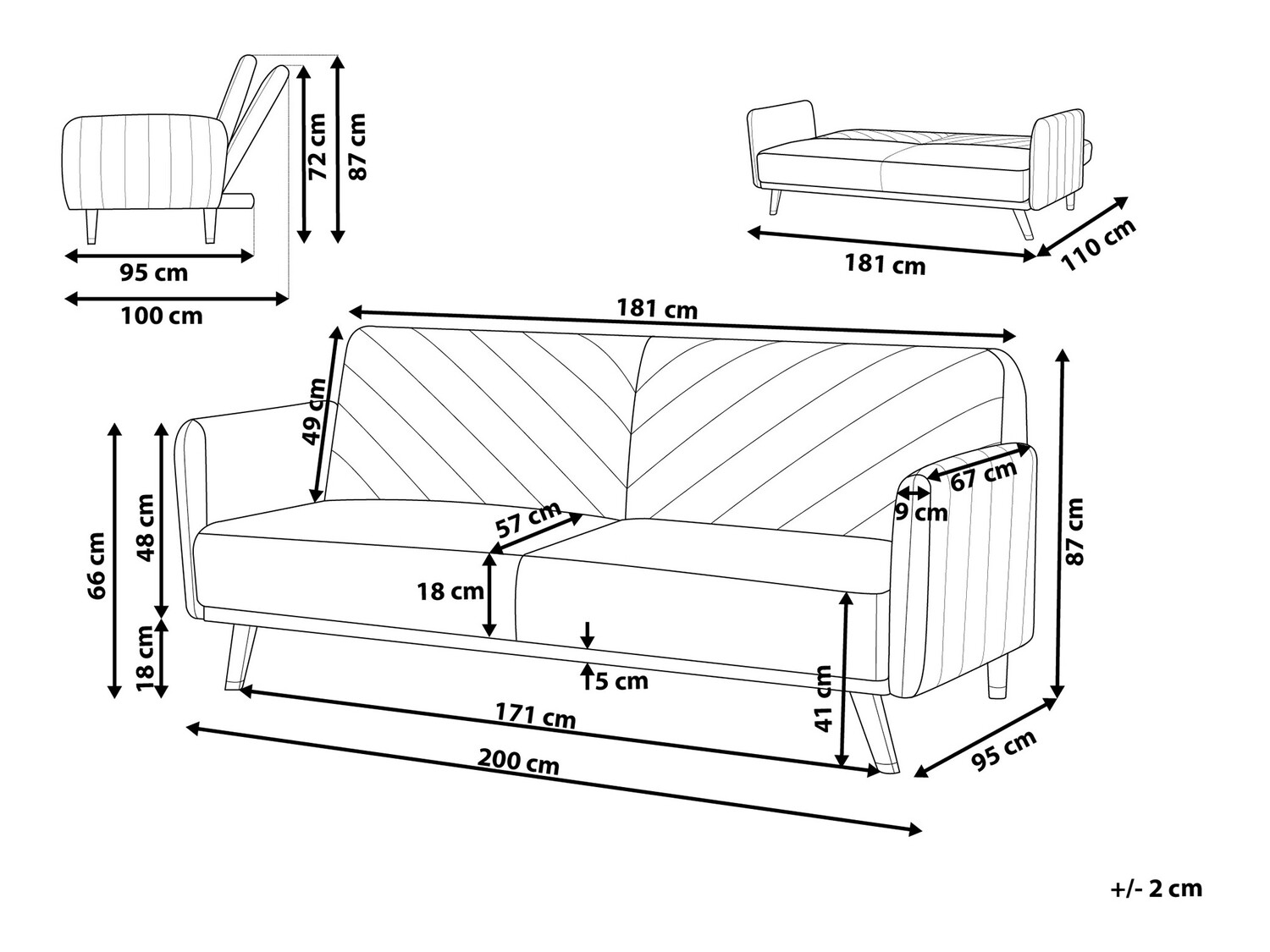Диван-кровать Berwyn 120 (Синий)
