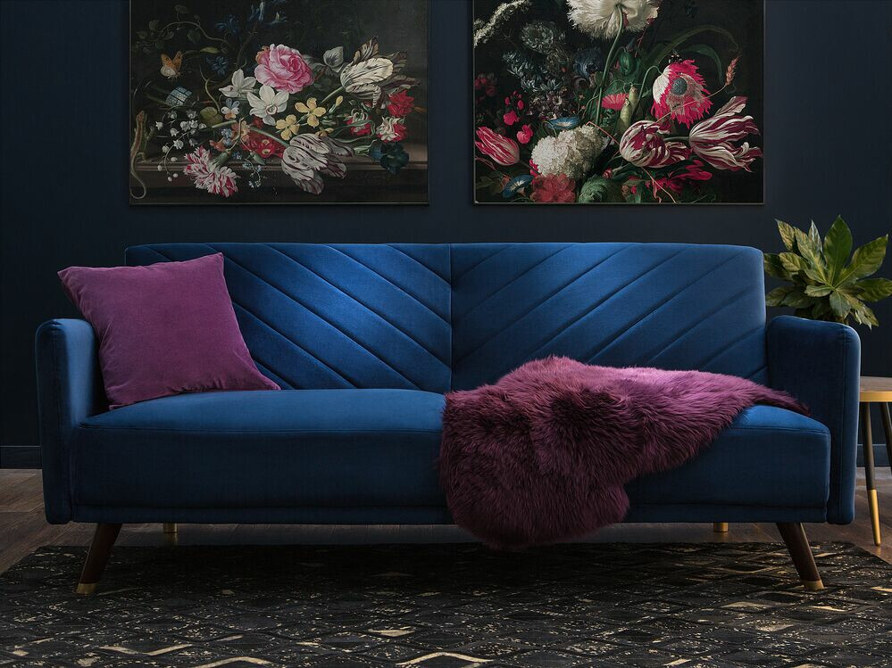 Dīvāns gulta Berwyn 120 (Zils)