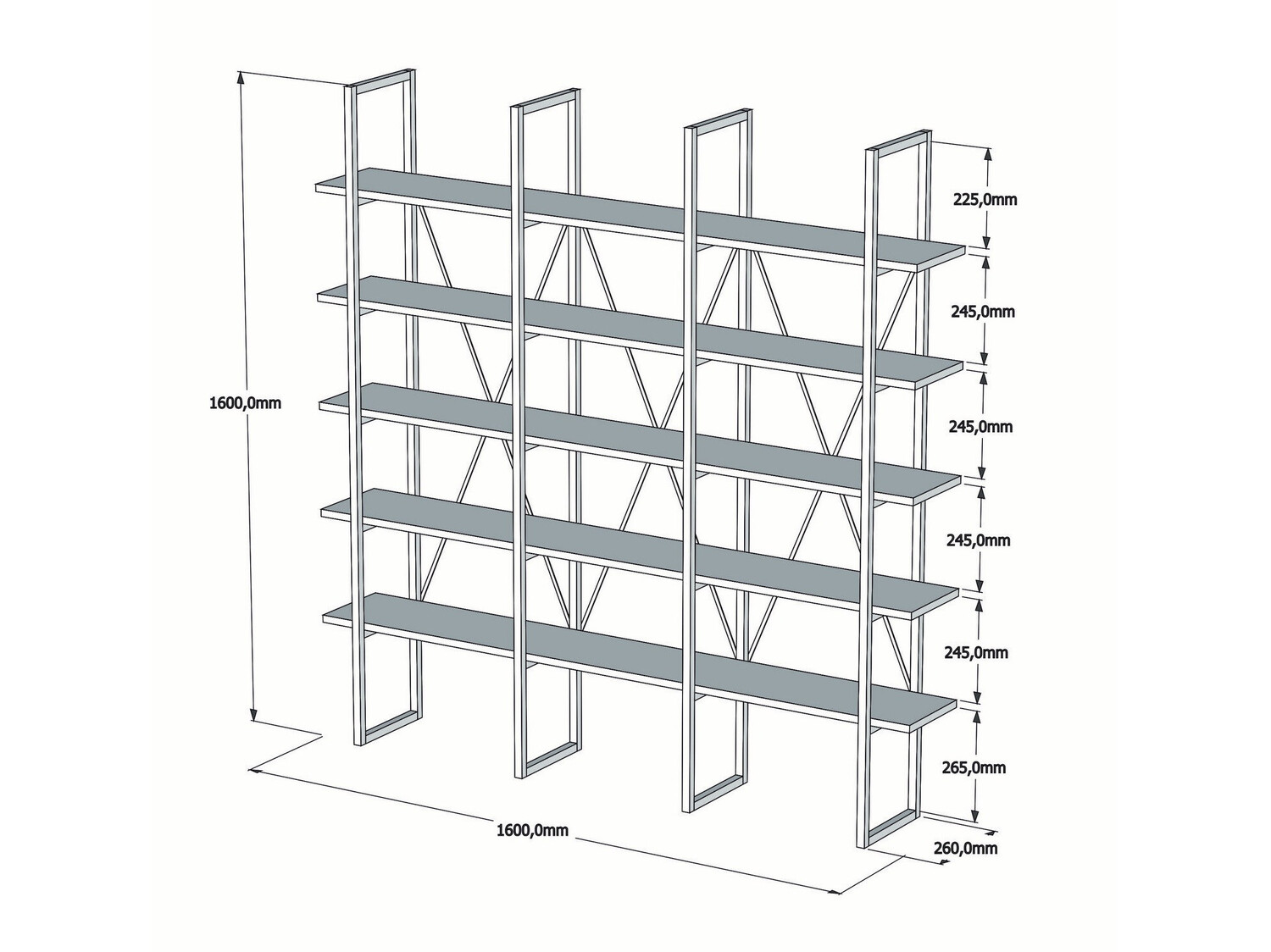 Стеллаж Kailua 1122 (Сосна + Чёрный)