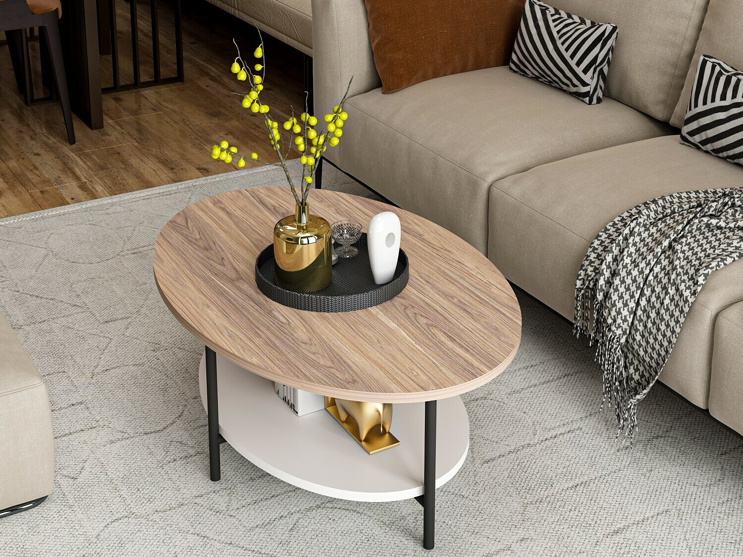 Журнальный столик Kailua 2460 (Белый + Дуб)