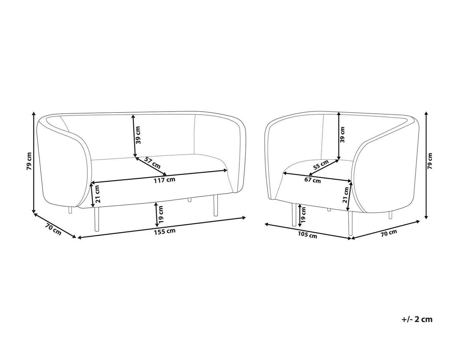 Комплект мягкой мебели Berwyn 124 (Белый + Чёрный)
