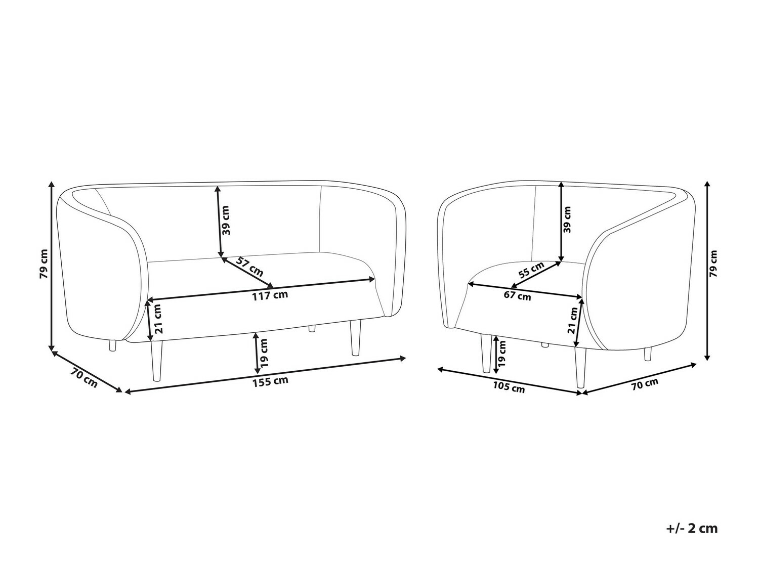 Комплект мягкой мебели Berwyn 124 (Бежевый + Золотой)