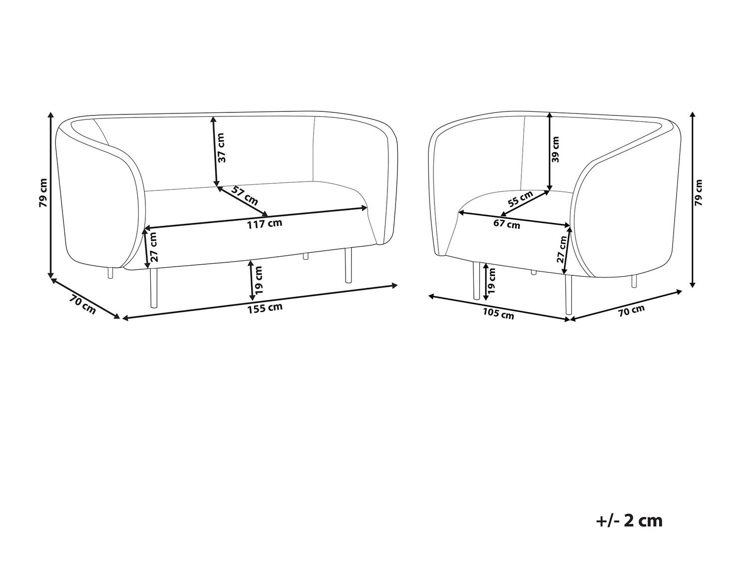 Комплект мягкой мебели Berwyn 124 (Чёрный + Золотой)
