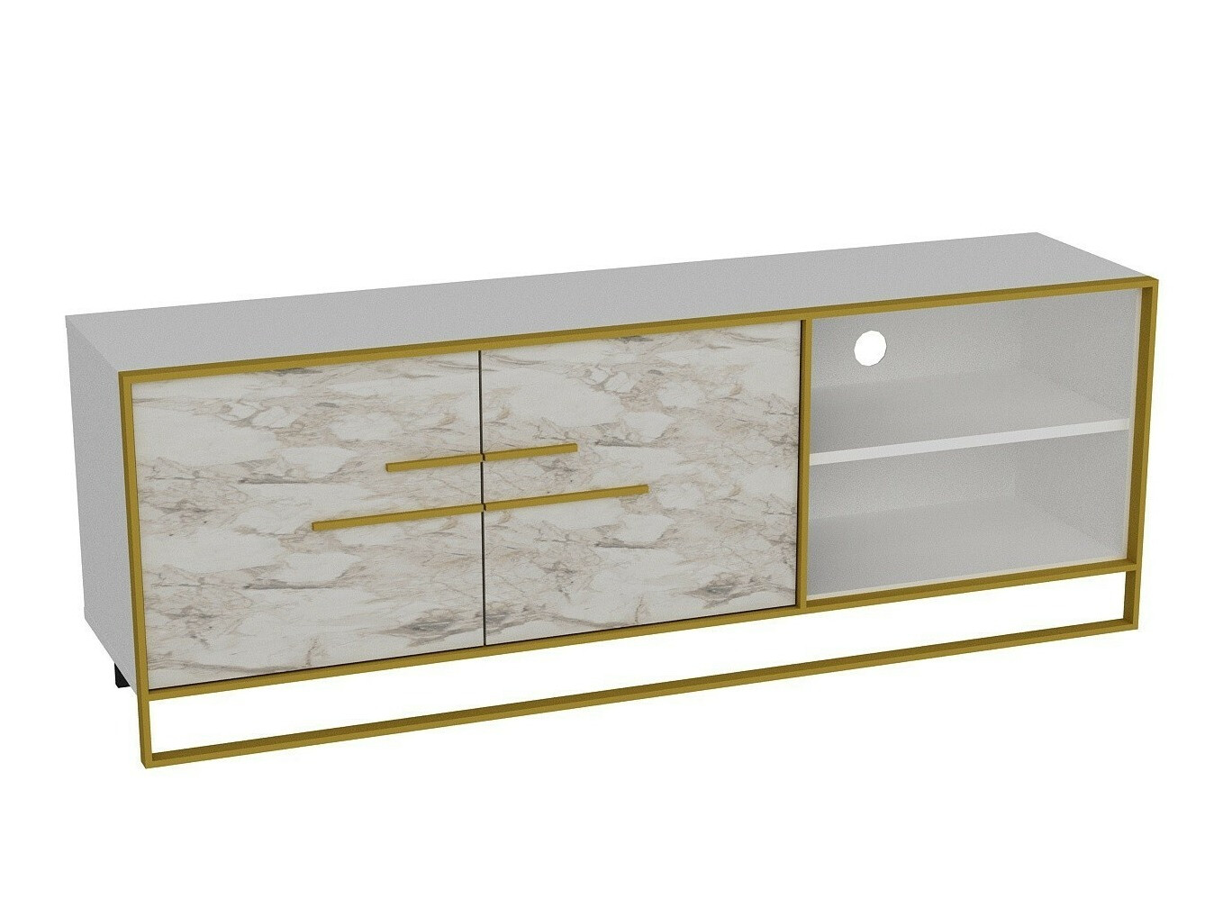 ТВ тумба Kailua 1169 (Золотой + Белый мрамор)