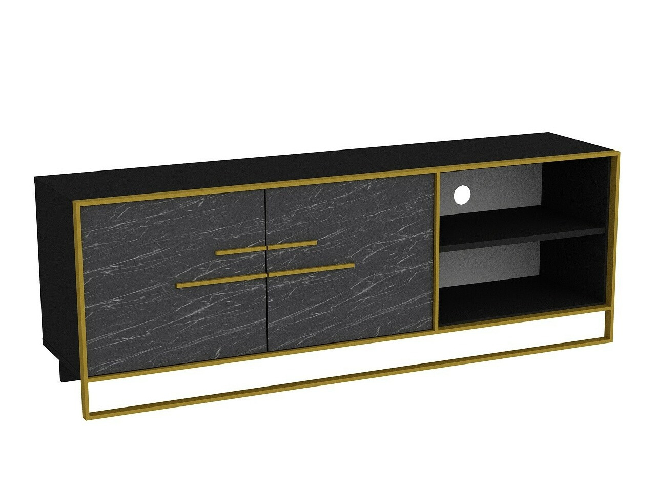 ТВ тумба Kailua 1169 (Золотой + Черный мрамор)