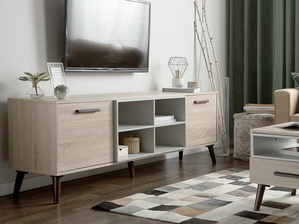 ТВ тумба Berwyn 139 (Серый + Светлое дерево)