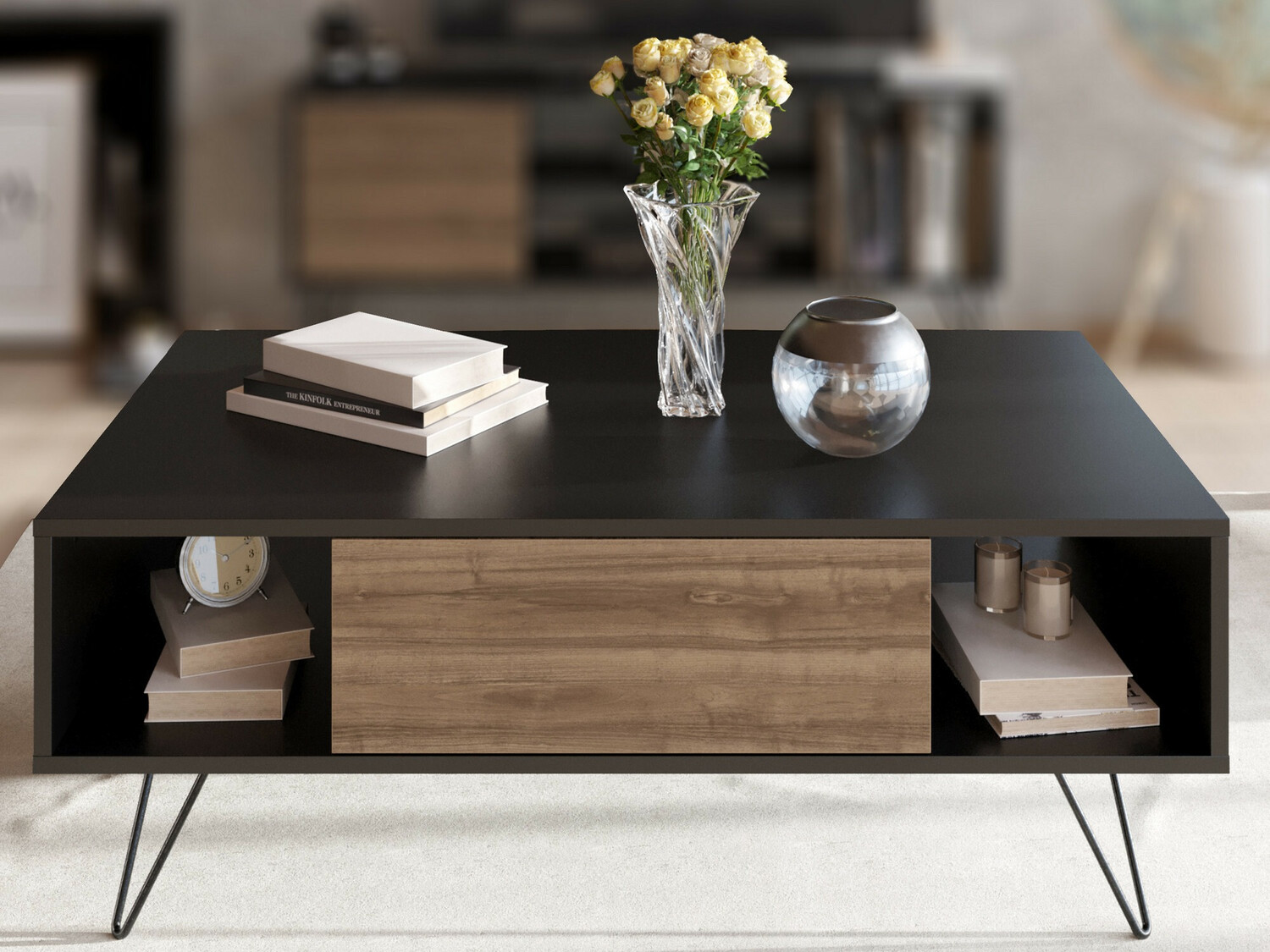Журнальный столик Kailua 1211 (Чёрный + Грецкий орех)