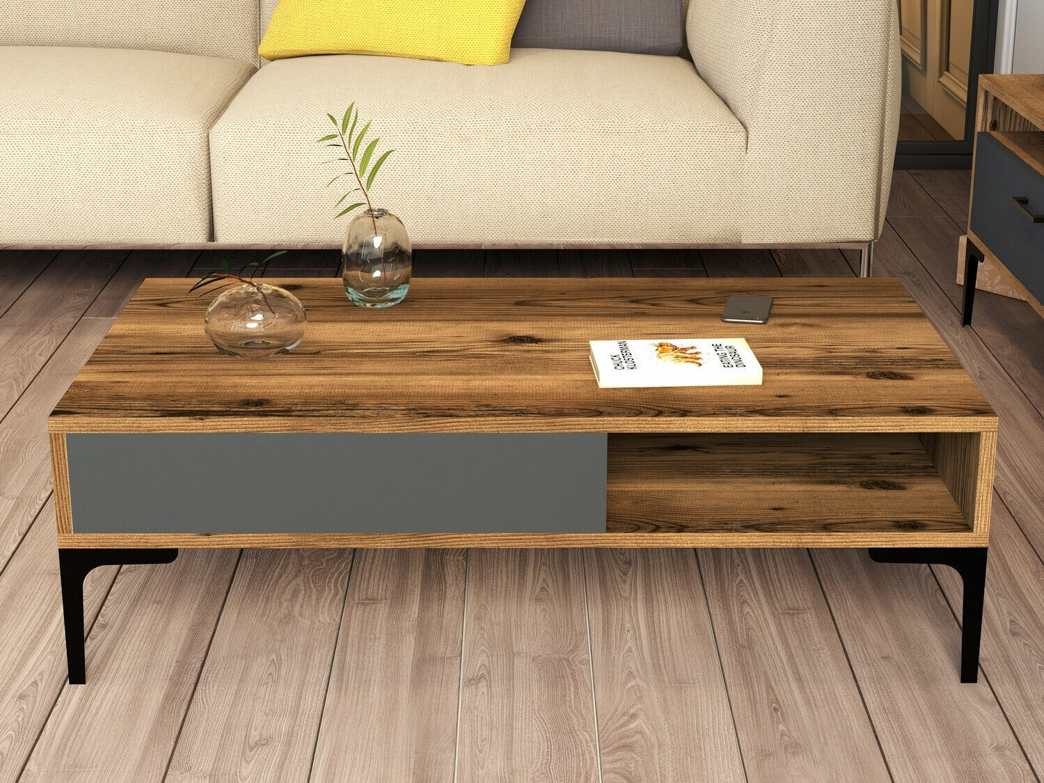 Журнальный столик Kailua 1239 (Антрацит + Грецкий орех)