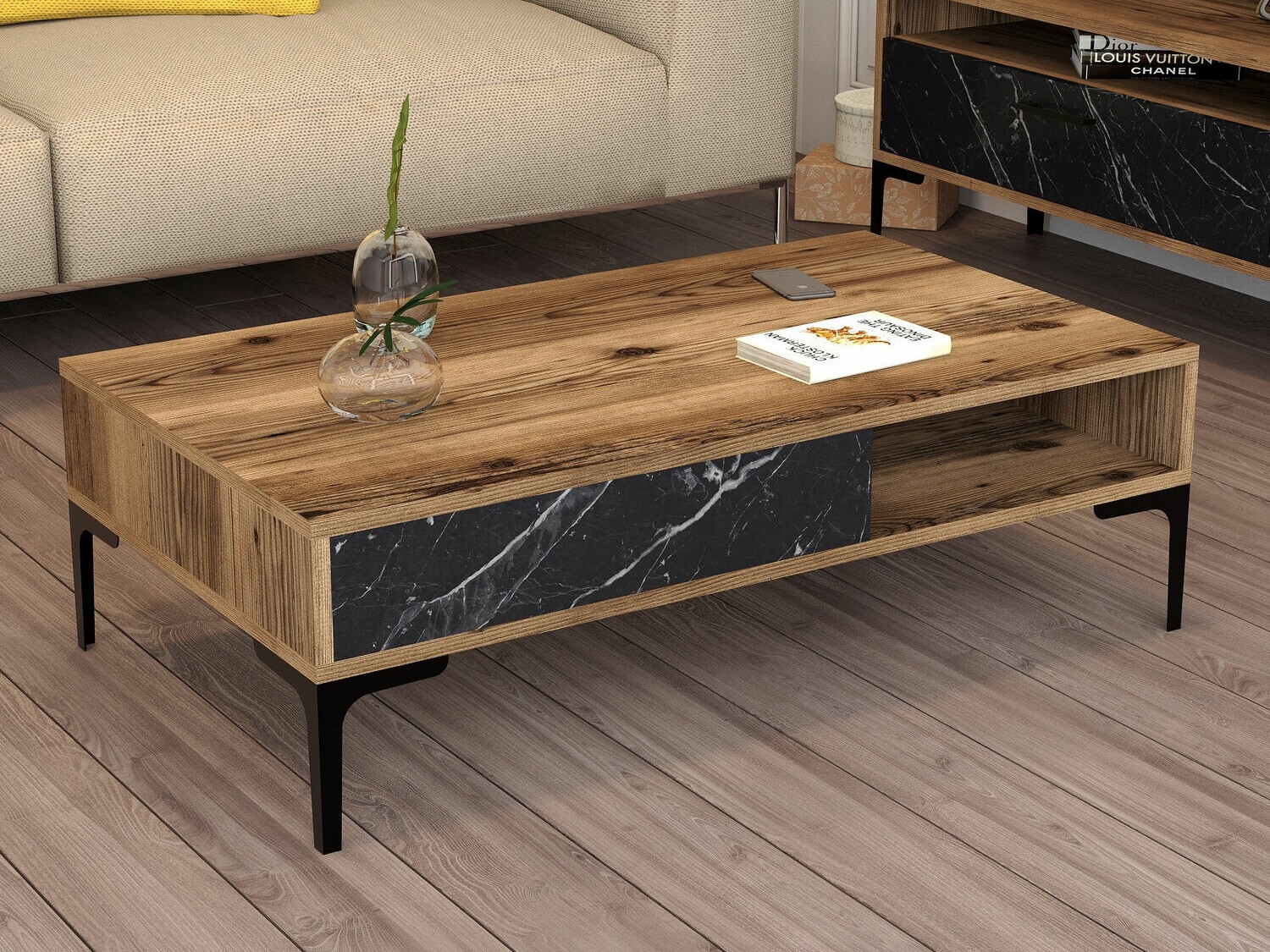 Журнальный столик Kailua 1239 (Грецкий орех + Черный мрамор)