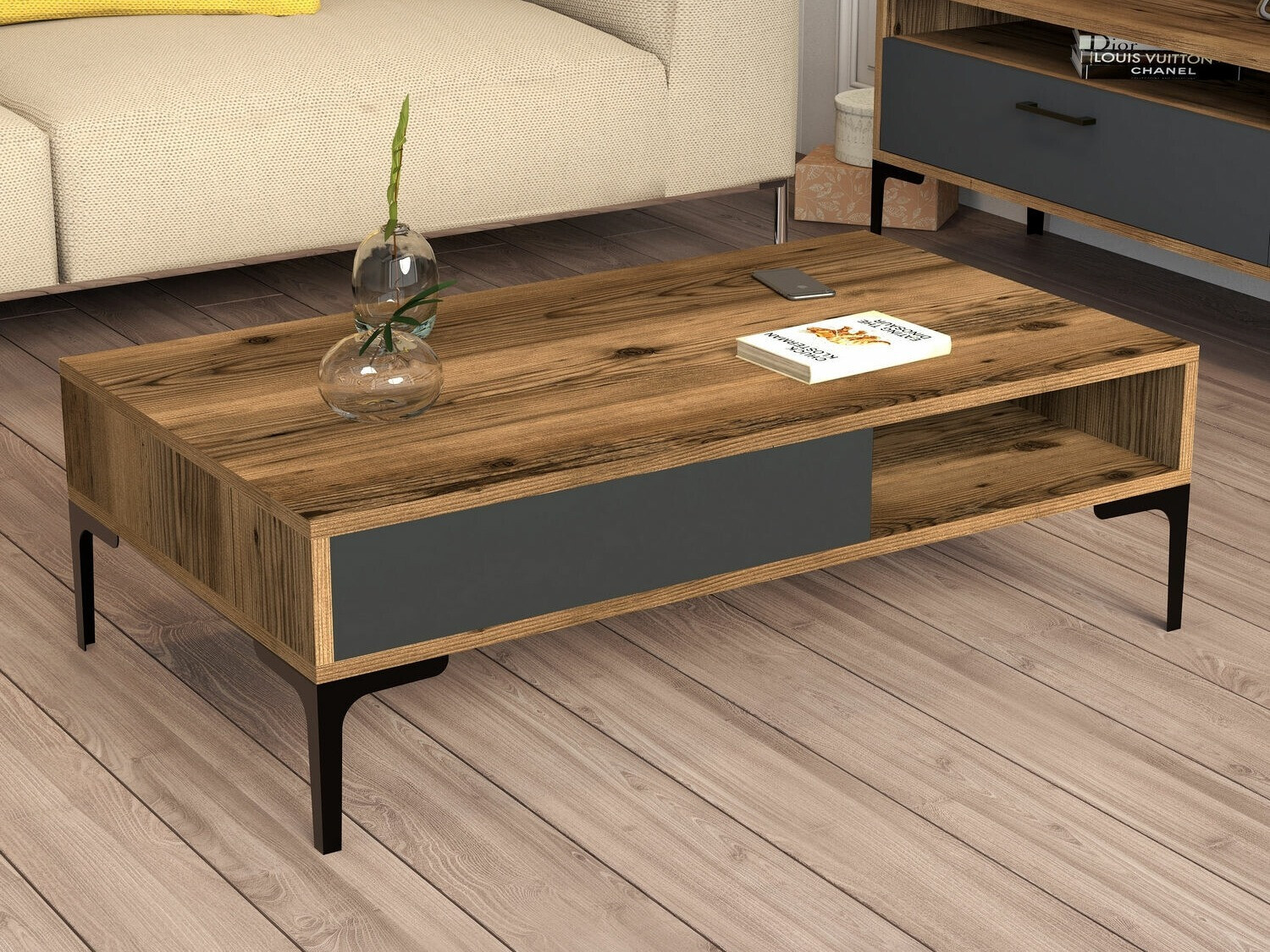 Žurnālu galdiņš Kailua 1239 (Antracīts + Riekstkoks)