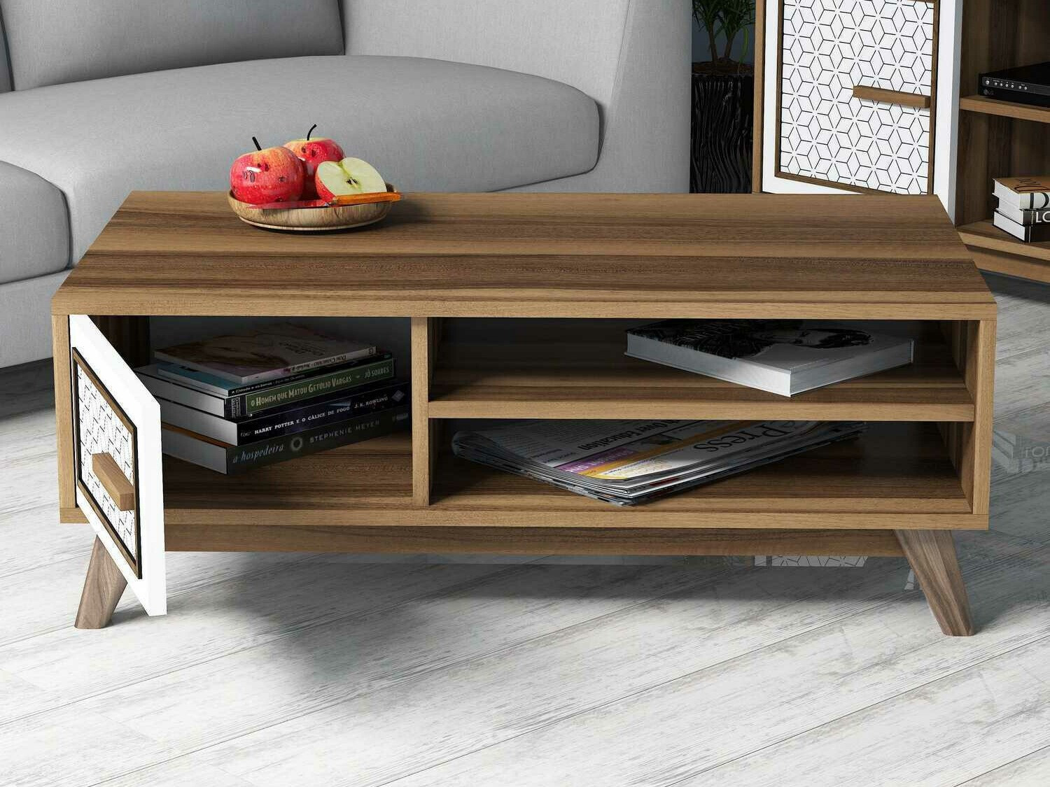 Журнальный столик Kailua 1274 (Белый + Грецкий орех)