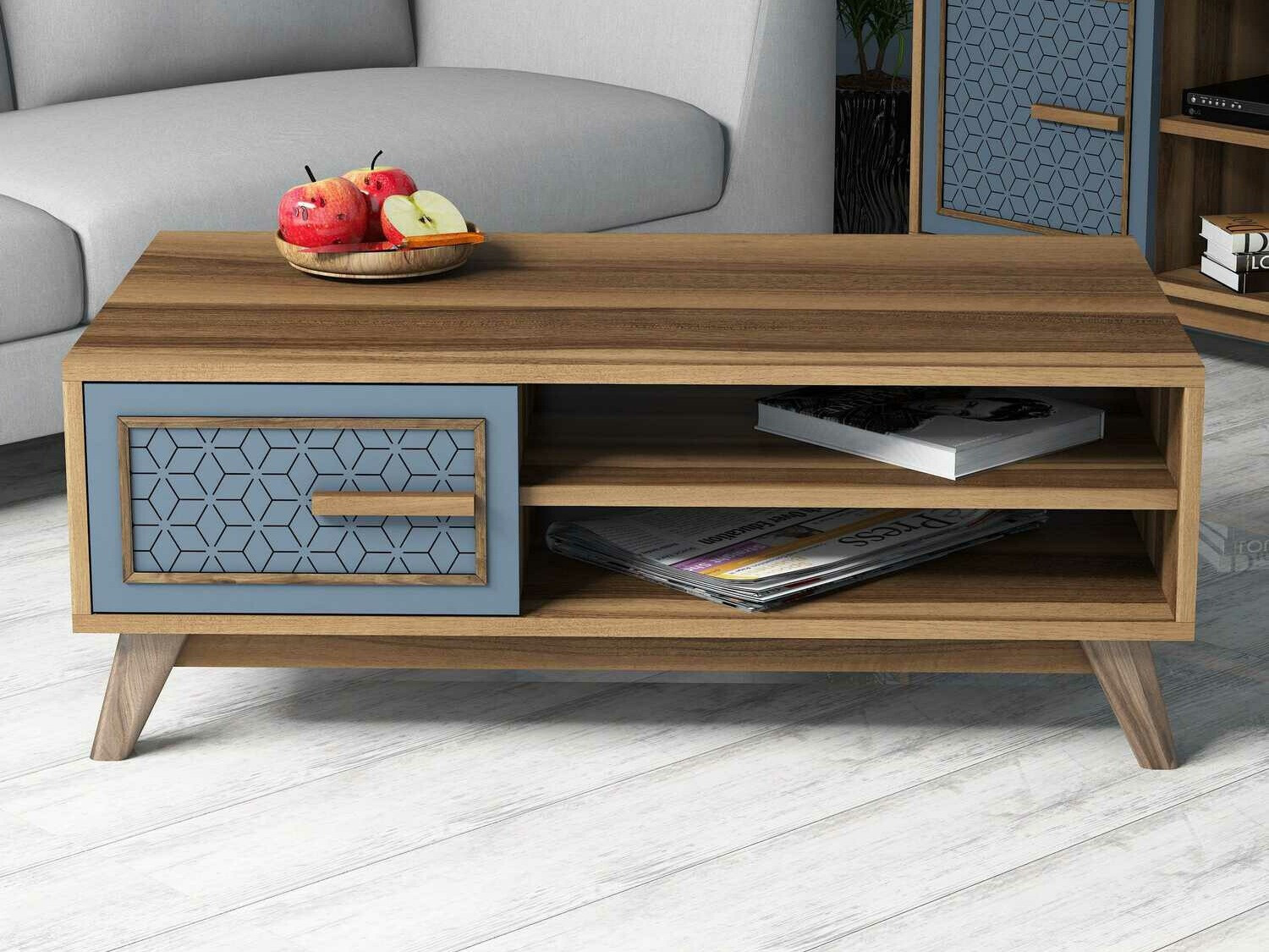 Журнальный столик Kailua 1274 (Синий + Грецкий орех)