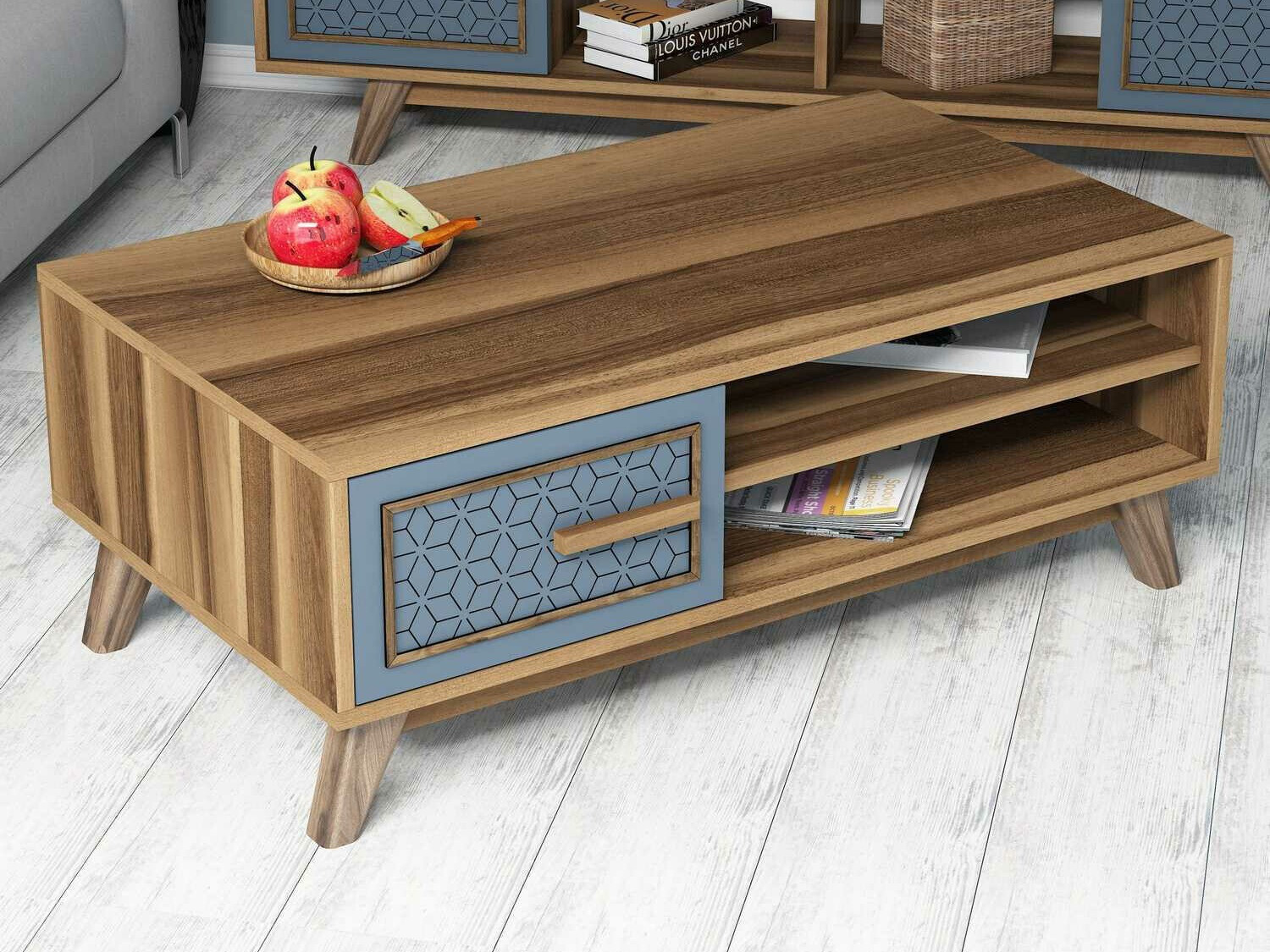 Журнальный столик Kailua 1274 (Синий + Грецкий орех)