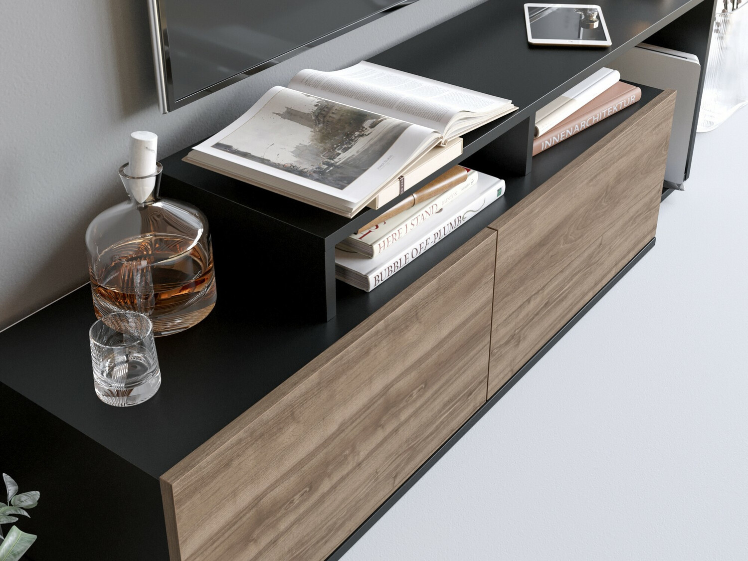 ТВ тумба Kailua 1319 (Чёрный + Грецкий орех)