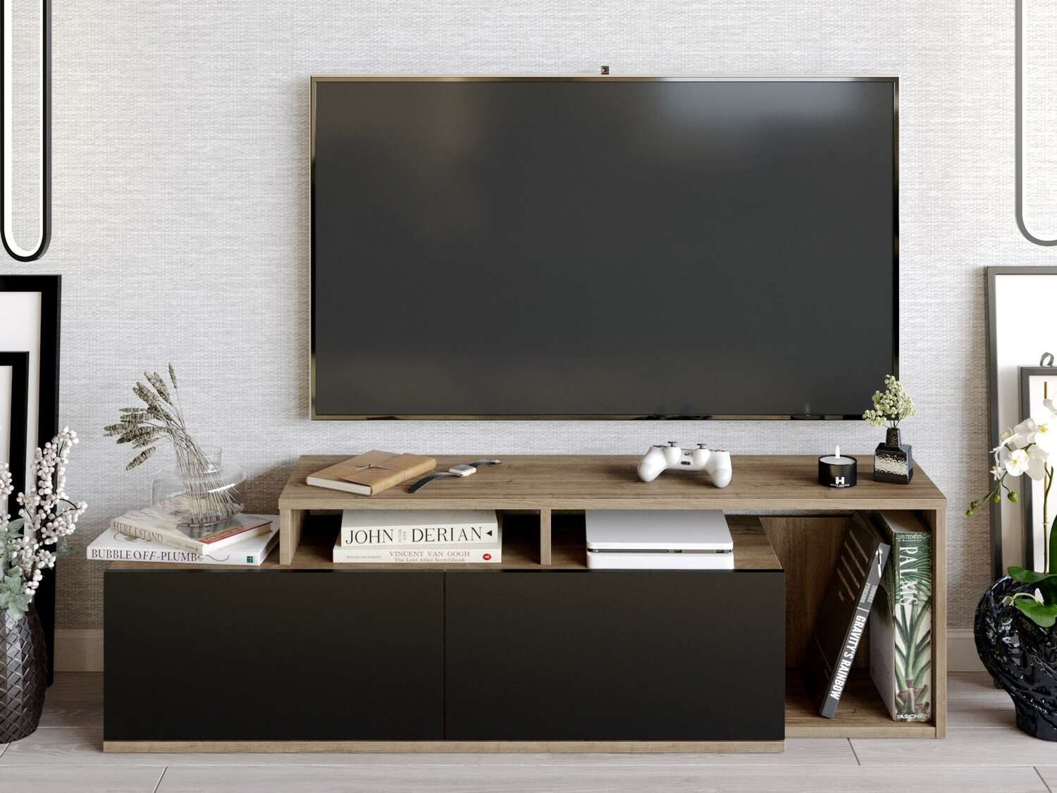 ТВ тумба Kailua 1319 (Грецкий орех + Чёрный)