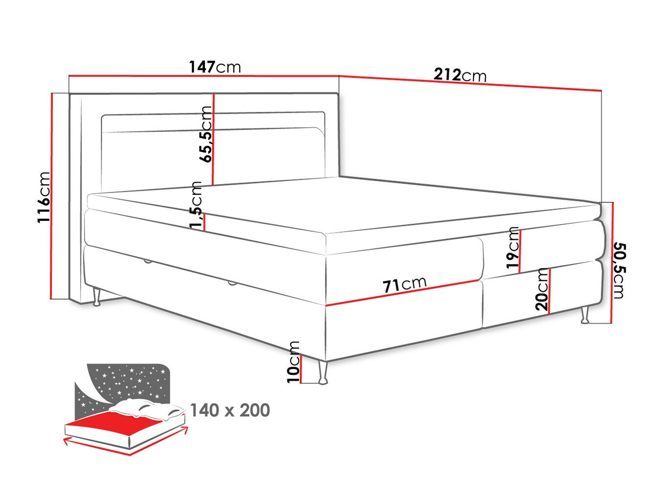 Kontinentālā gulta ComfiDream 182 (Fresh 13)
