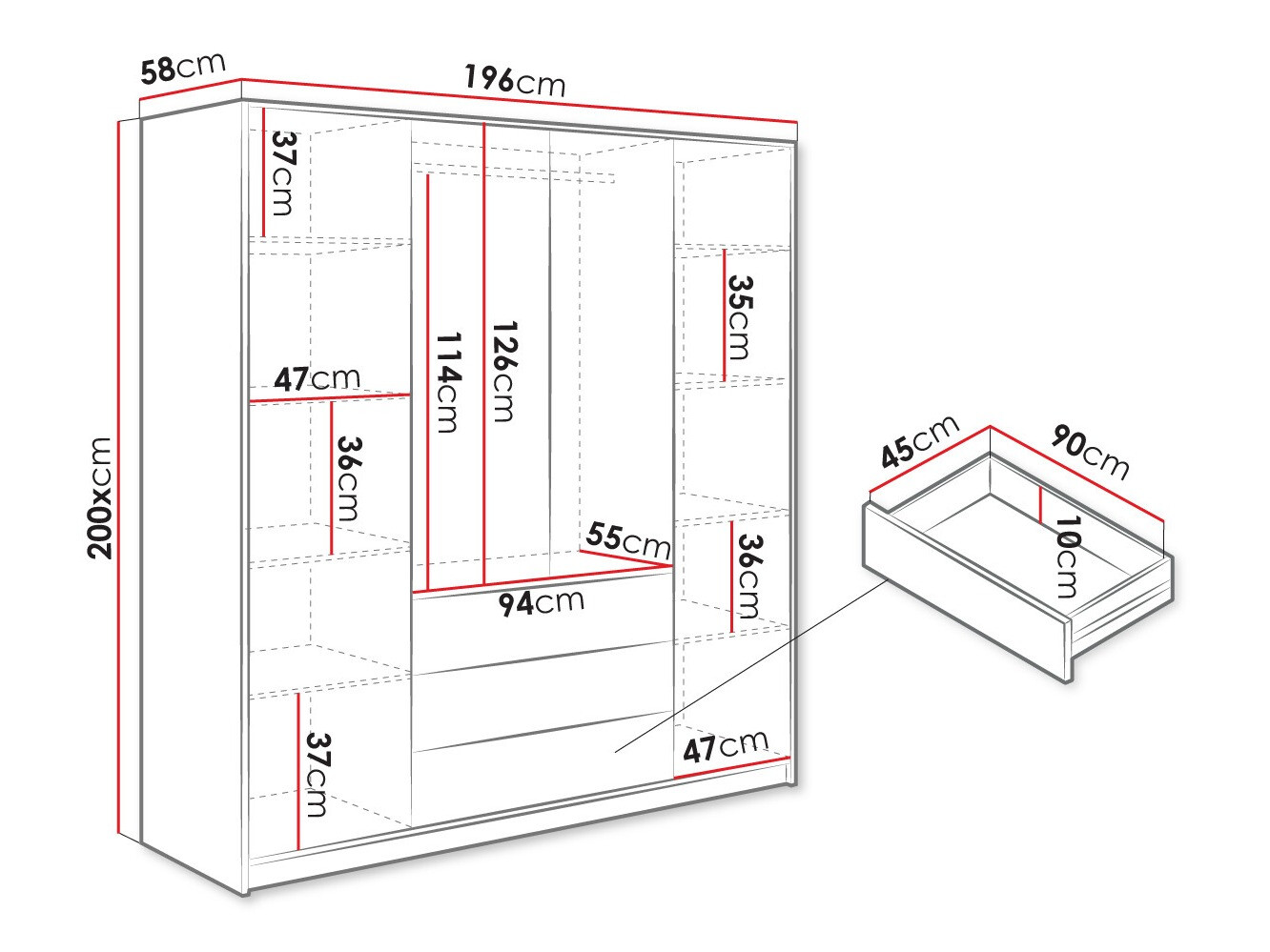 Skapis Honolulu 252 (Balts)