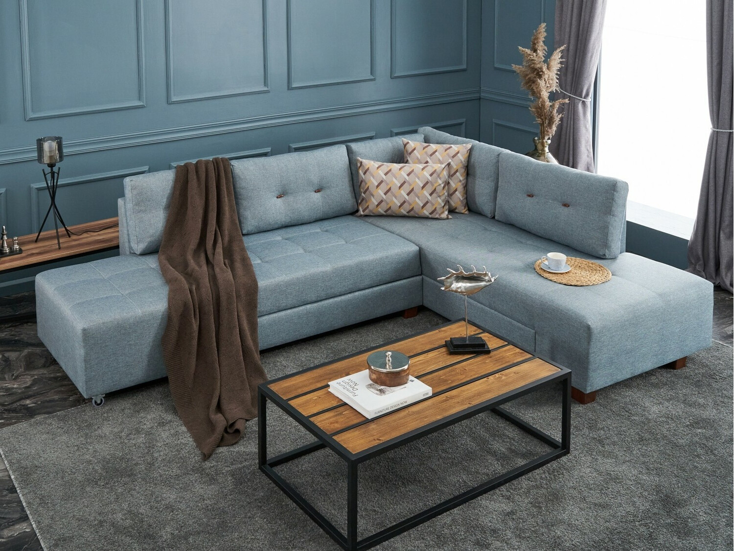 Stūra dīvāns Altadena 296 (Gaiši zils)