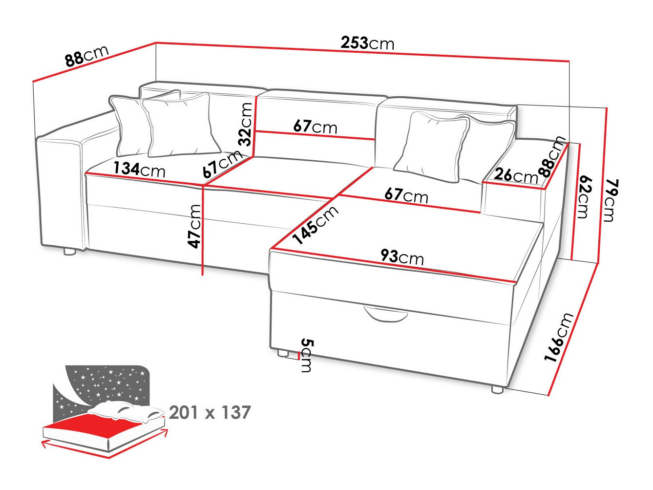 Stūra dīvāns Clovis 116 (Poso 100)