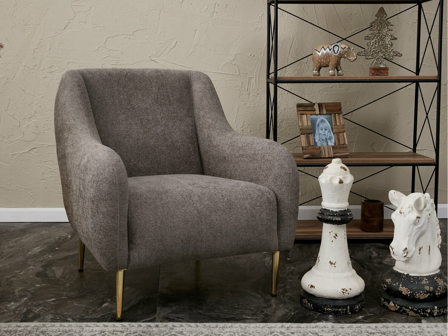 Кресло Altadena 308 (Серый + Золотой)