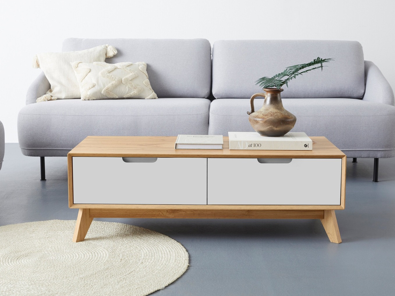 Žurnālu galdiņš Dorvou 103 (Balts + Ozols)