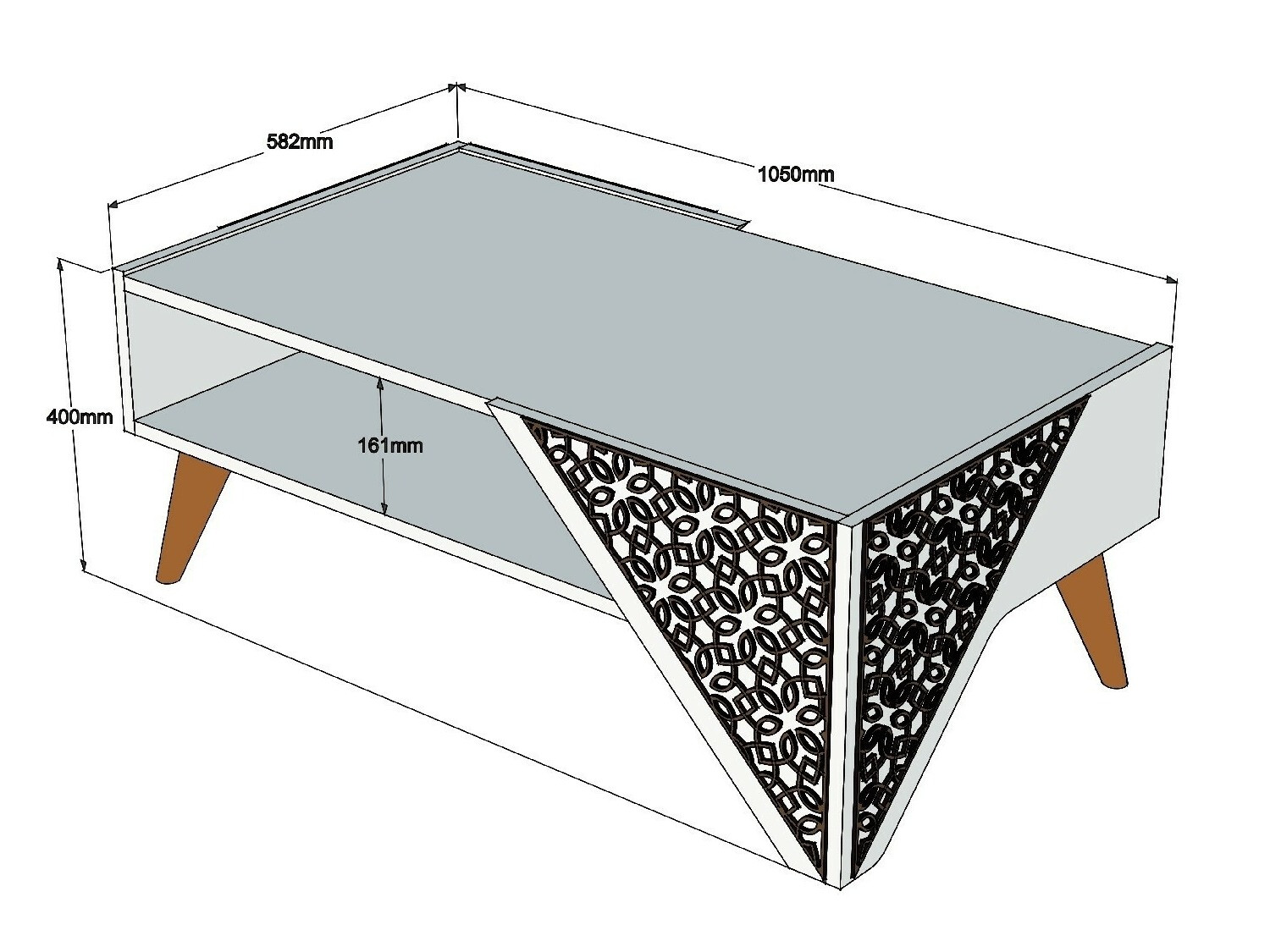 Žurnālu galdiņš Kailua 1375 (Krēms + Gaišs koks)
