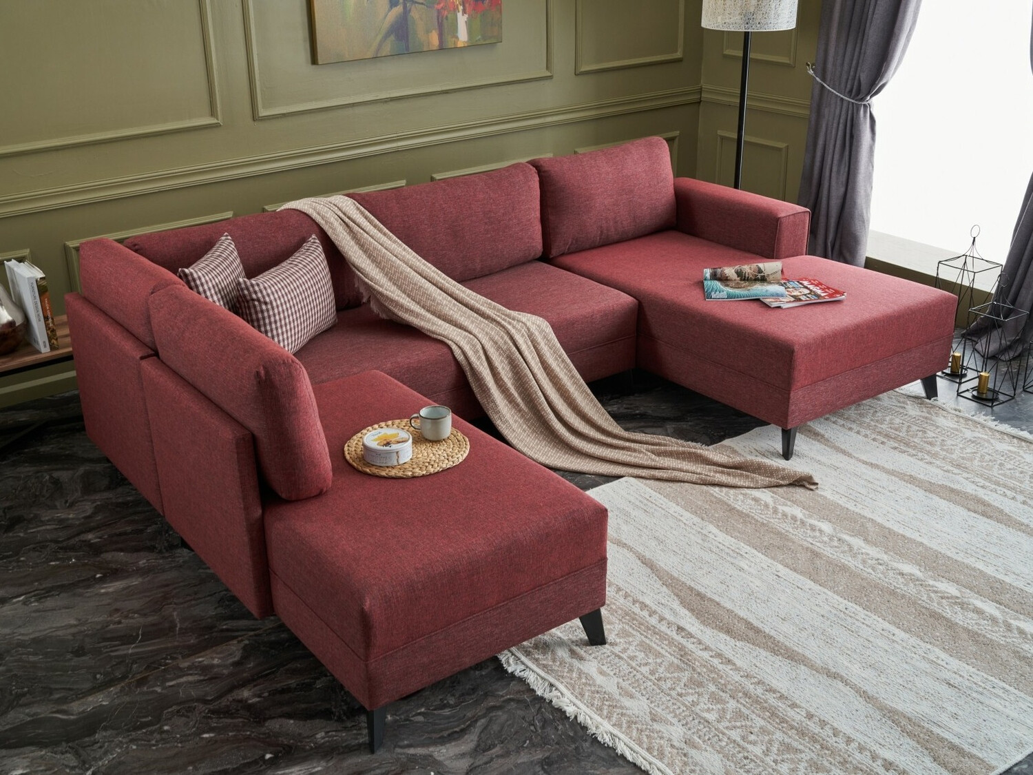 Stūra dīvāns Altadena 315 (Bordo)