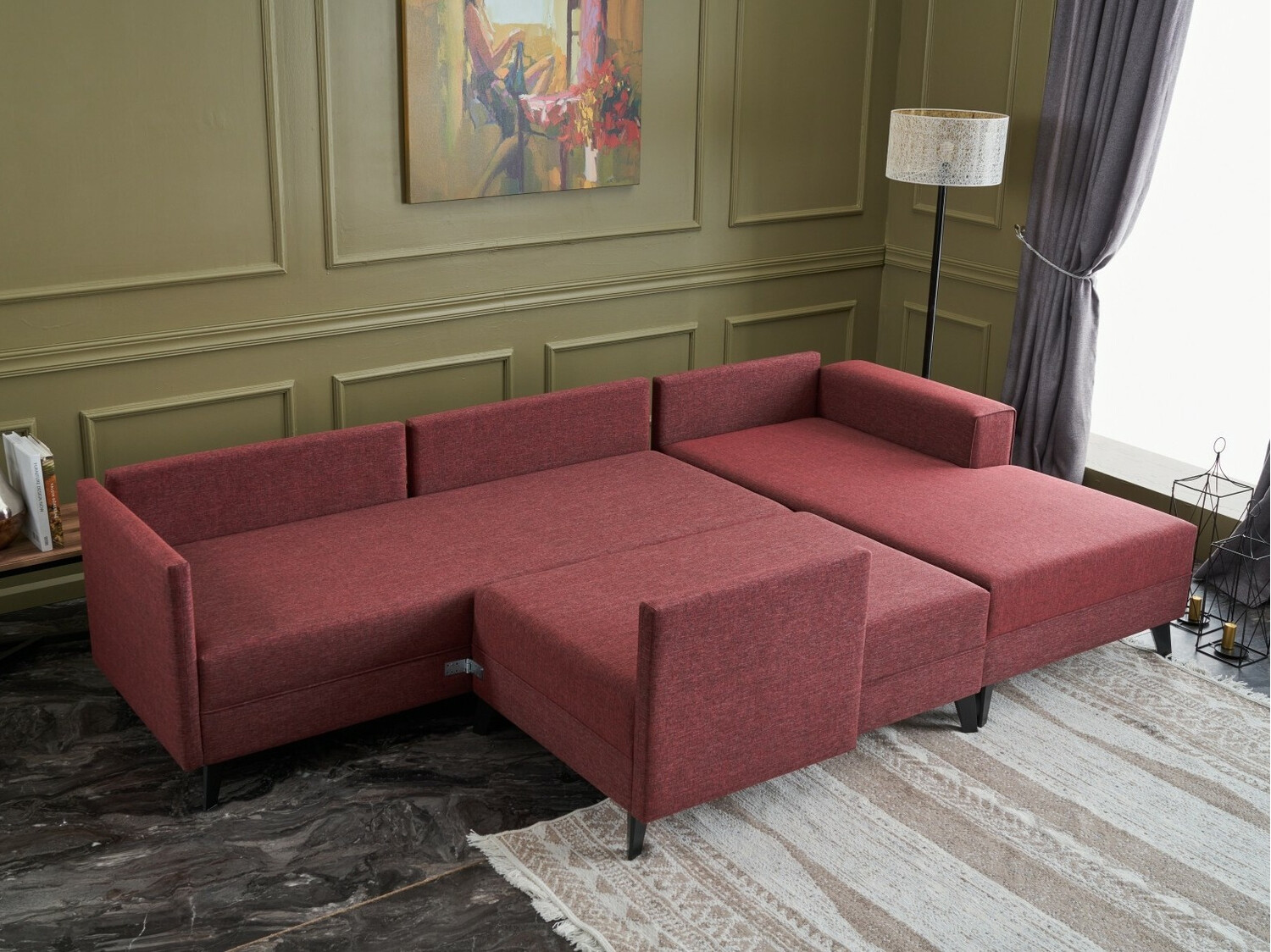 Stūra dīvāns Altadena 315 (Bordo)