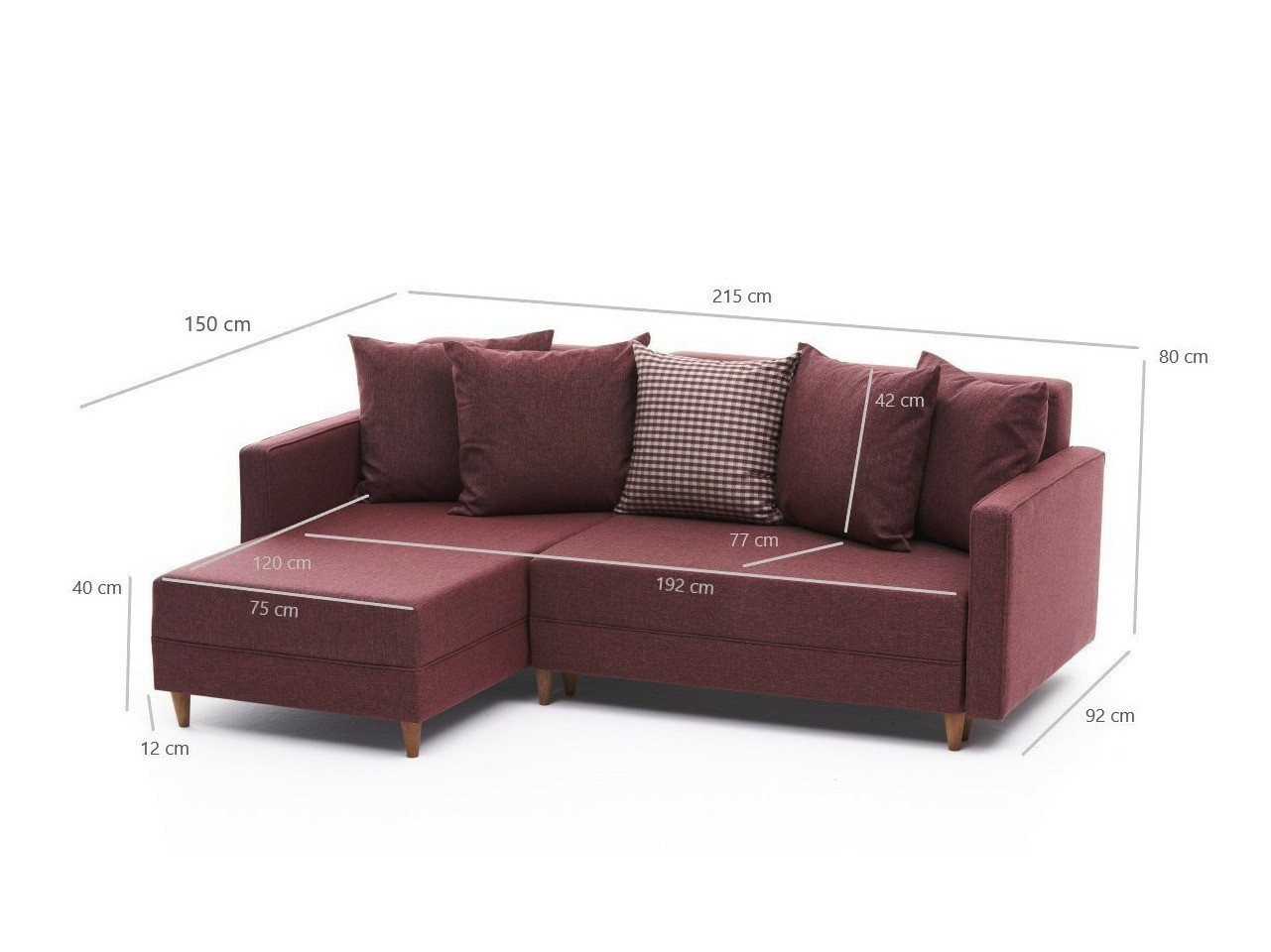 Stūra dīvāns Altadena 317 (Bordo)