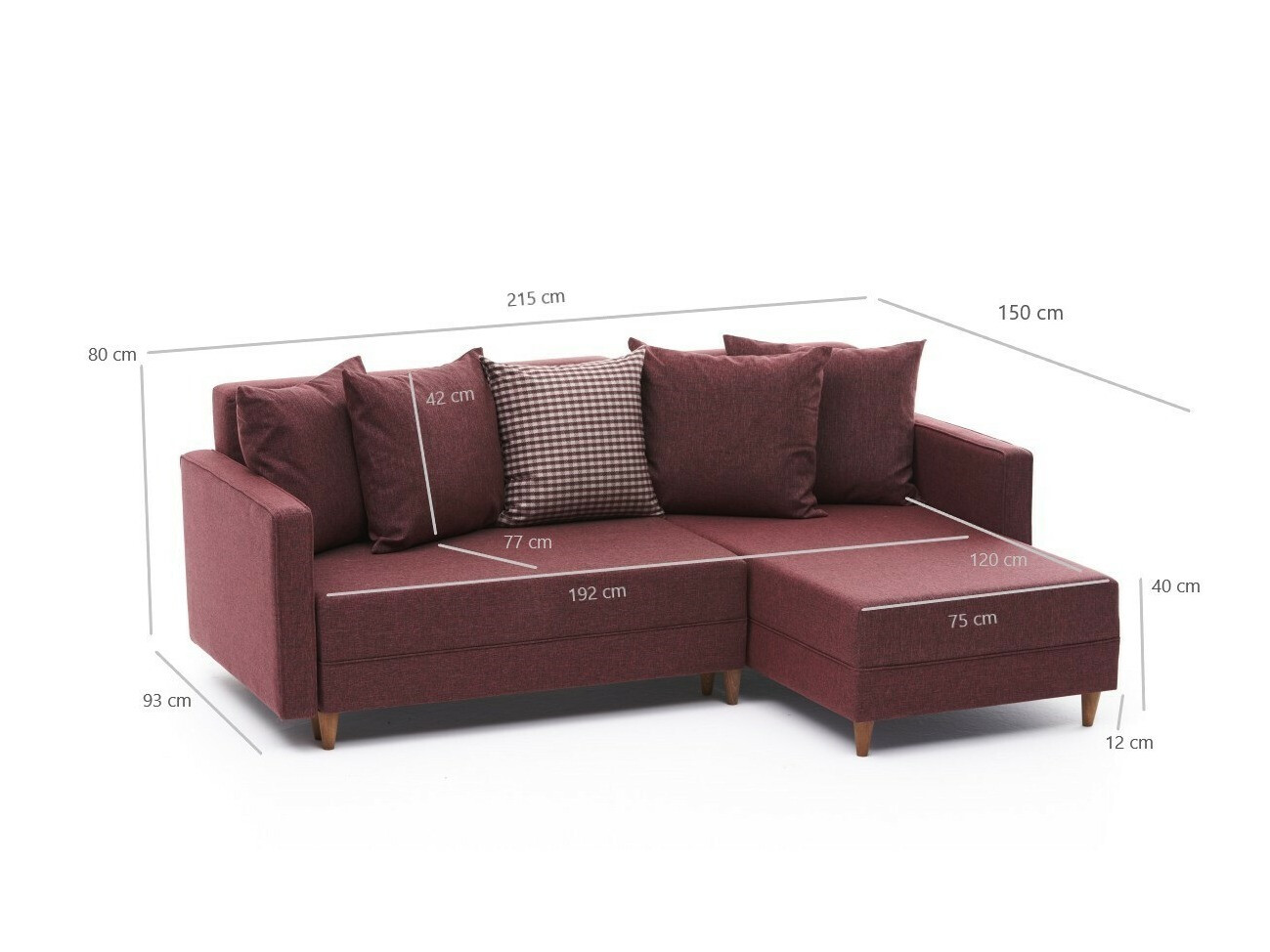 Stūra dīvāns Altadena 317 (Bordo)