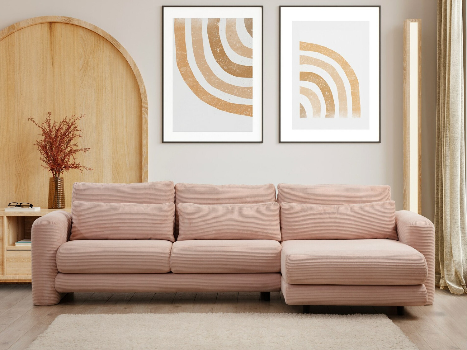 Stūra dīvāns Altadena 333 (Dusty rozā)