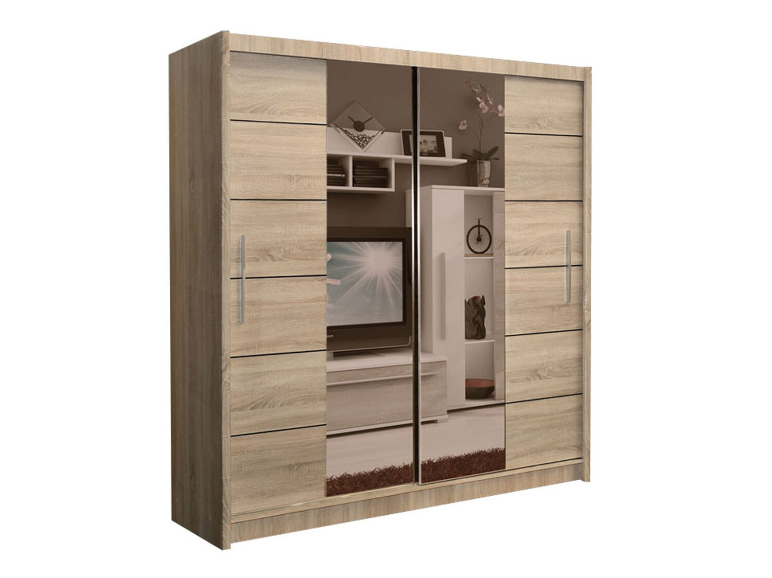 Шкаф Honolulu 193 (Сонома Дуб + тонированное зеркало)