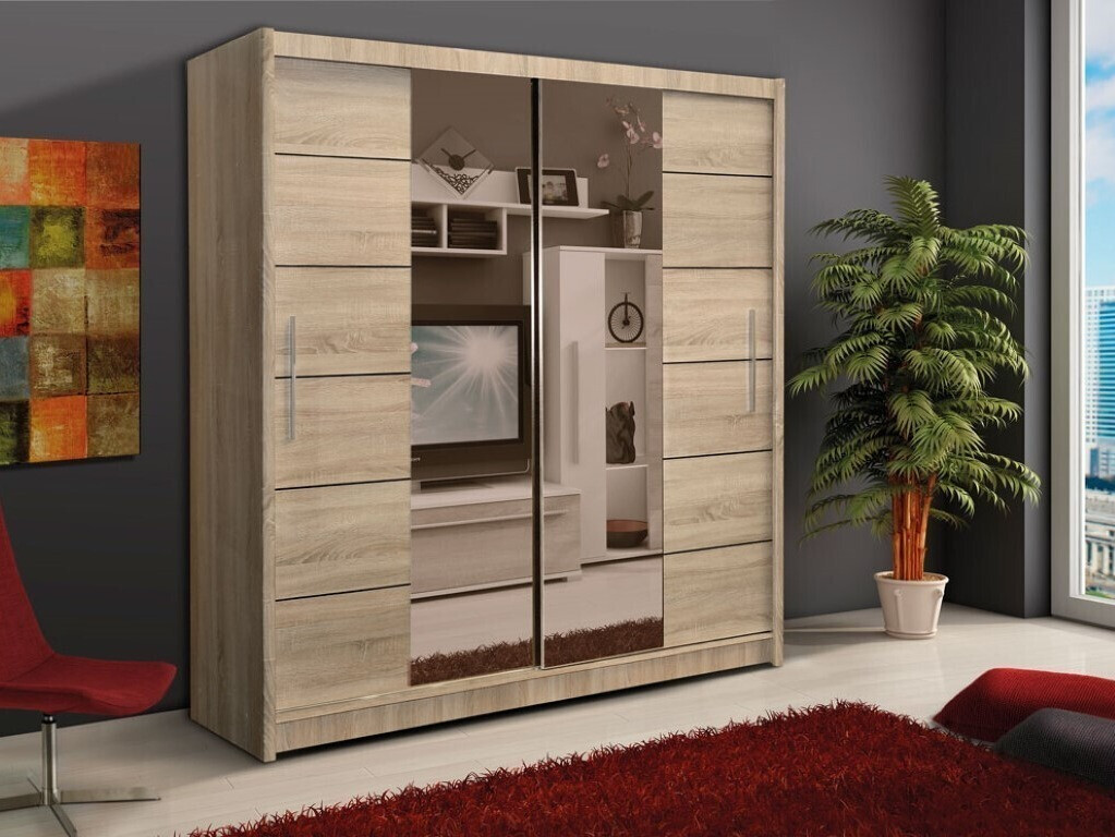 Skapis Honolulu 193 (Sonomas ozols + tonēts spogulis)