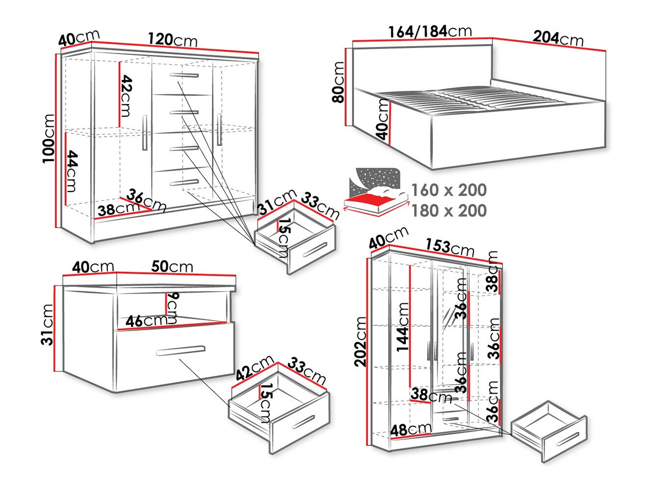 Guļamistabas komplekts Comfivo Romtea 104