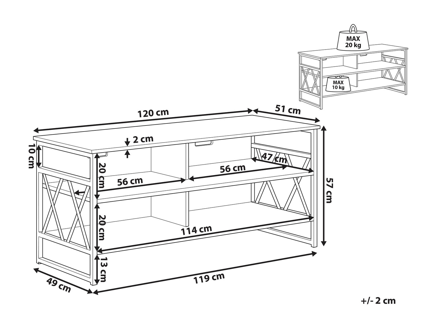 TV galds Berwyn 164 (Melns + Taupe)