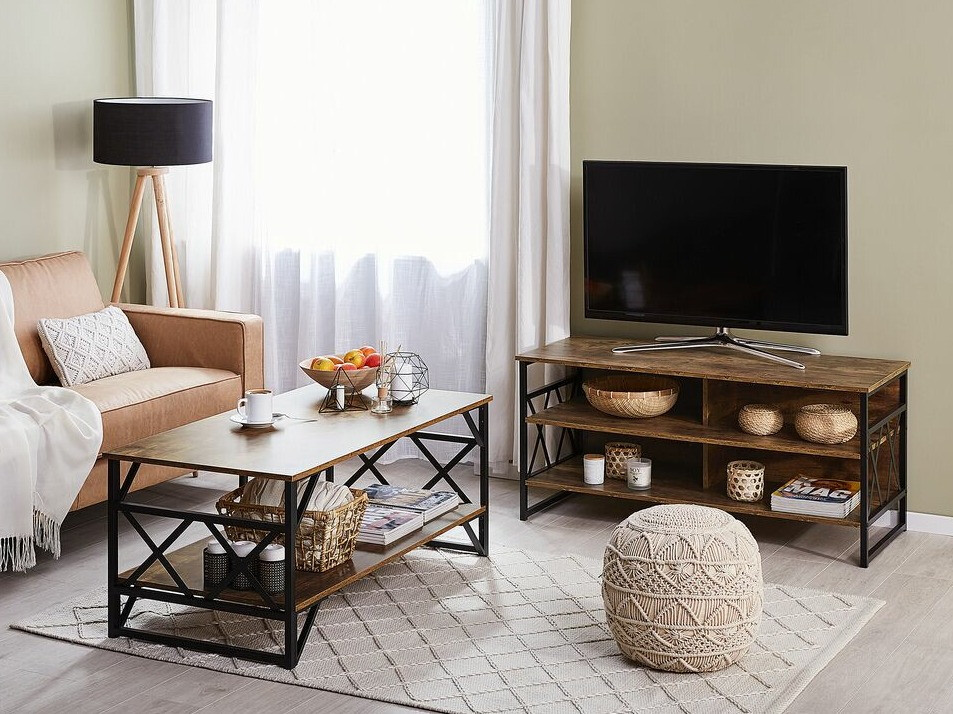 ТВ тумба Berwyn 164 (Чёрный + Темное дерево)