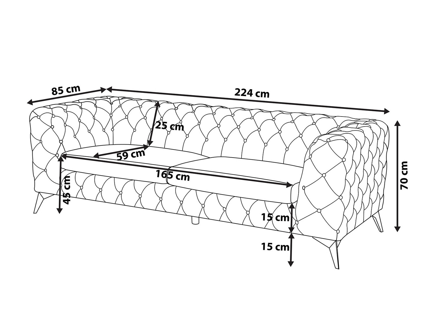 Диван Chesterfield Berwyn 185 (Зелёный)