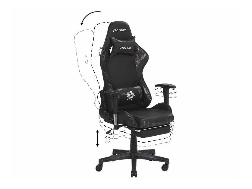 Spēļu krēsls Berwyn 183 (Melns + Pelēks)