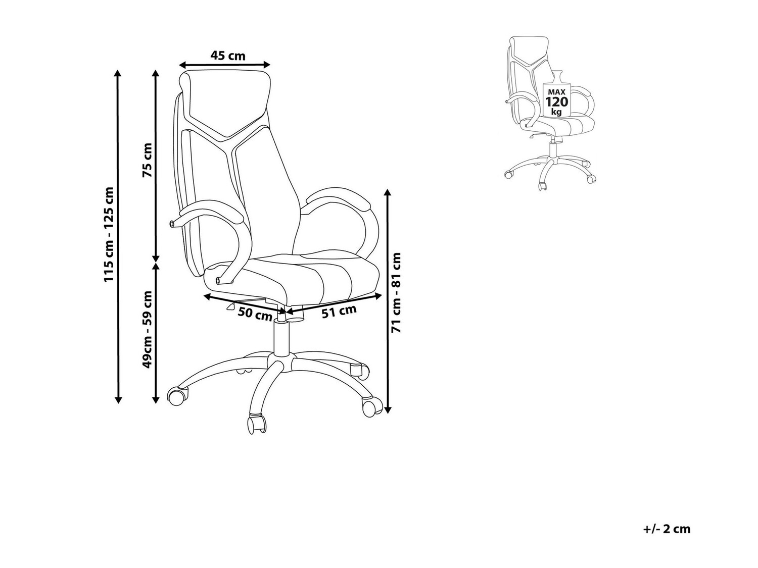 Biroja krēsls Berwyn 201 (Melns)