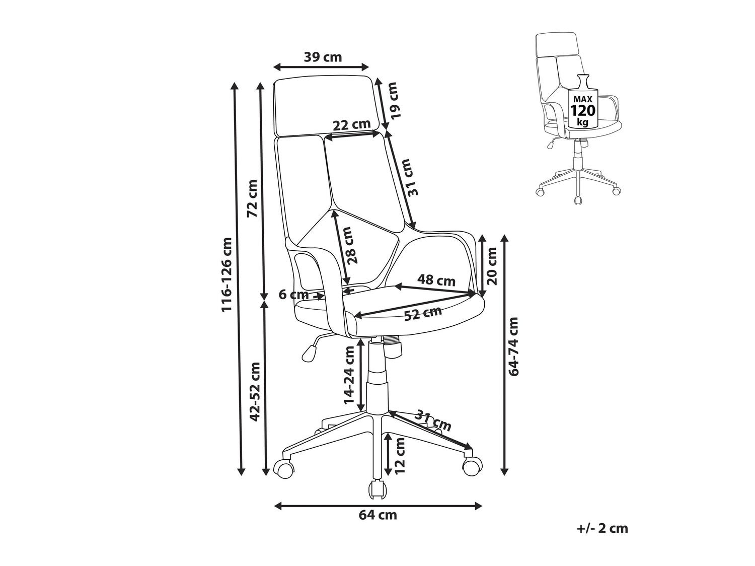 Biroja krēsls Berwyn 208 (Melns + Pelēks)