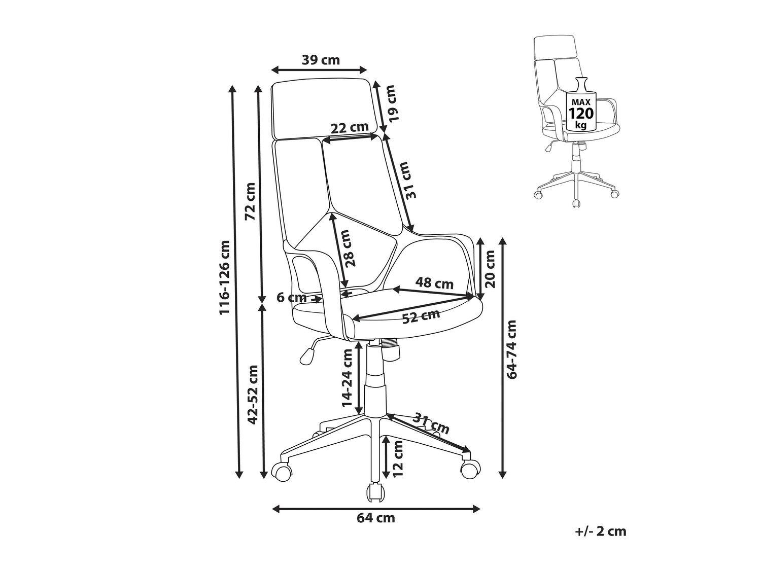 Biroja krēsls Berwyn 208 (Melns + Tirkīzs)