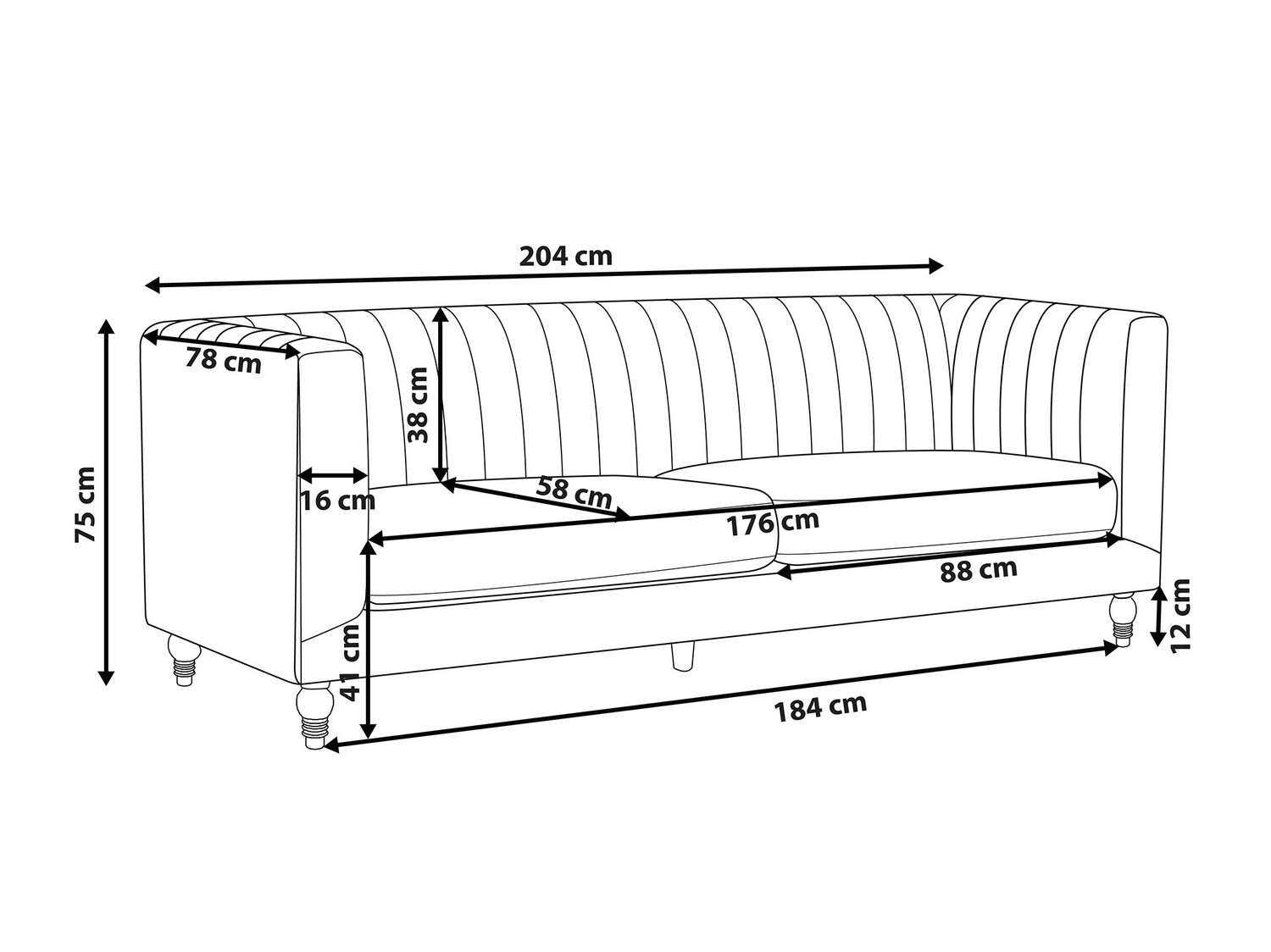 Диван Berwyn 237 (Чёрный)