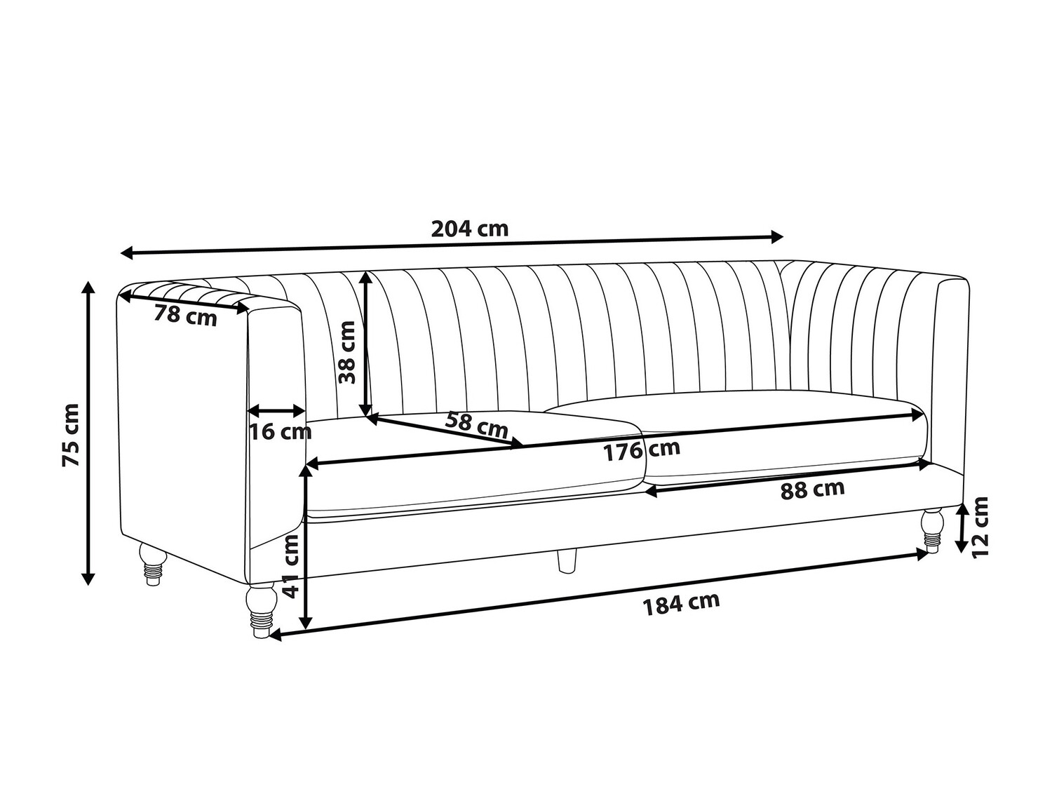 Dīvāns Berwyn 237 (Gaiši zils)