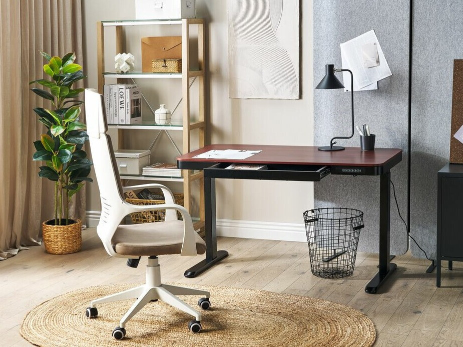 Рабочий стол с регулируемой высотой Berwyn 224 (Чёрный + Темное дерево)