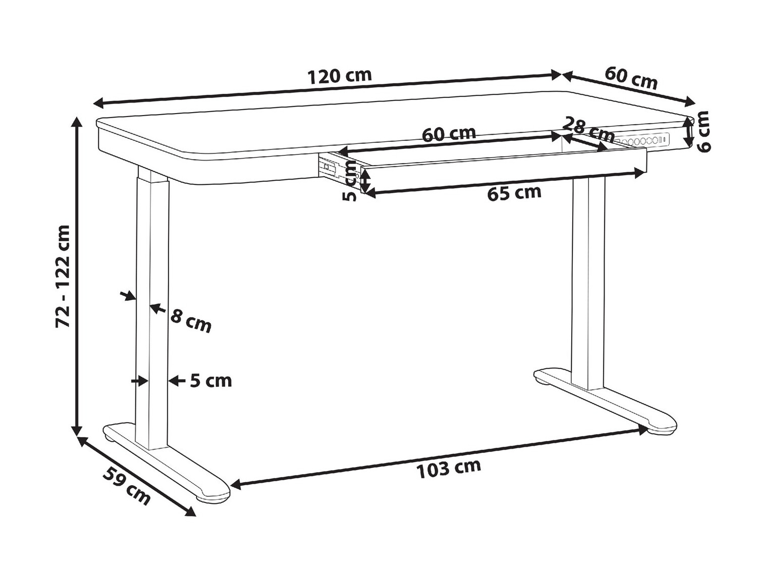 Rakstāmgalds ar regulējamu augstumu Berwyn 224 (Melns + Tumšs koks)