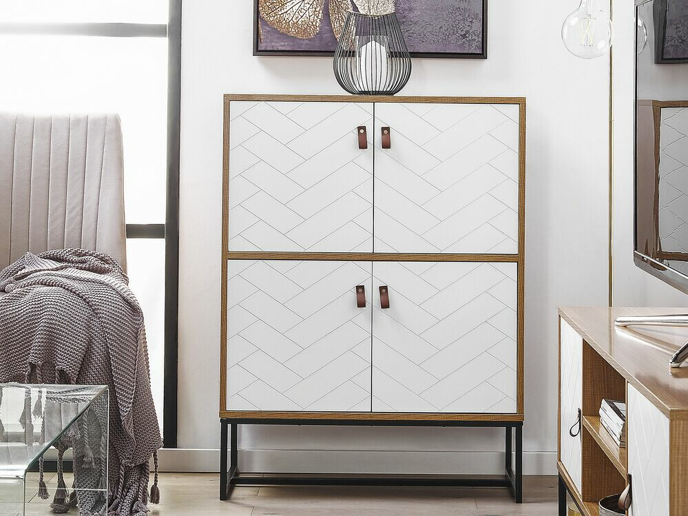 Skapis Fiotivu 100 (Balts + Melns + Gaišs koks)