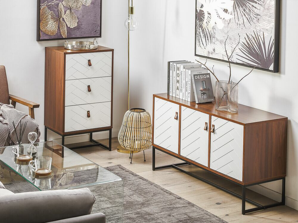 Kомод Fiotivu 103 (Белый + Чёрный + Темное дерево)