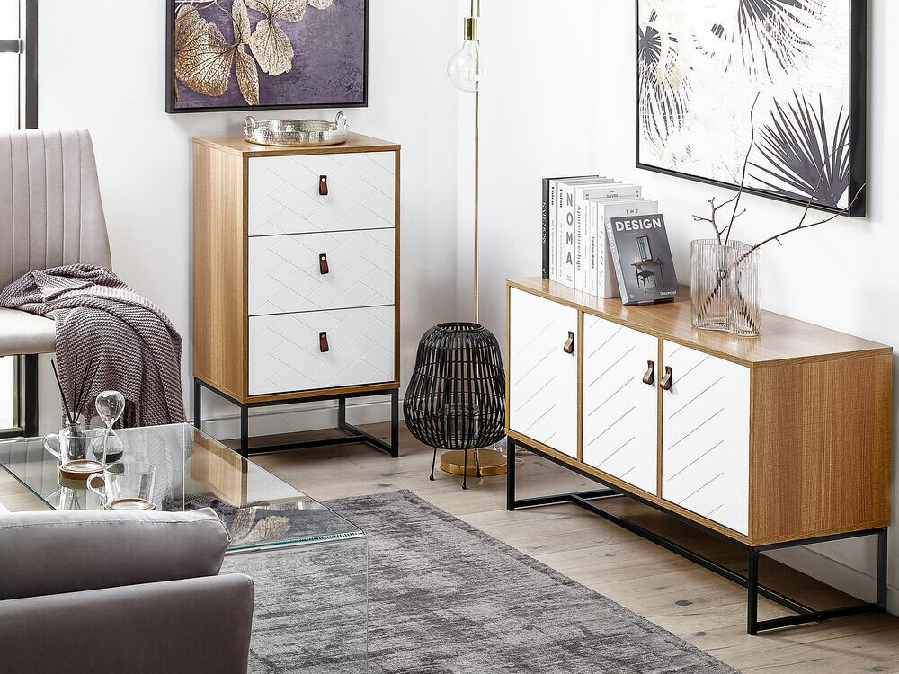 Kumode Fiotivu 103 (Balts + Melns + Gaišs koks)