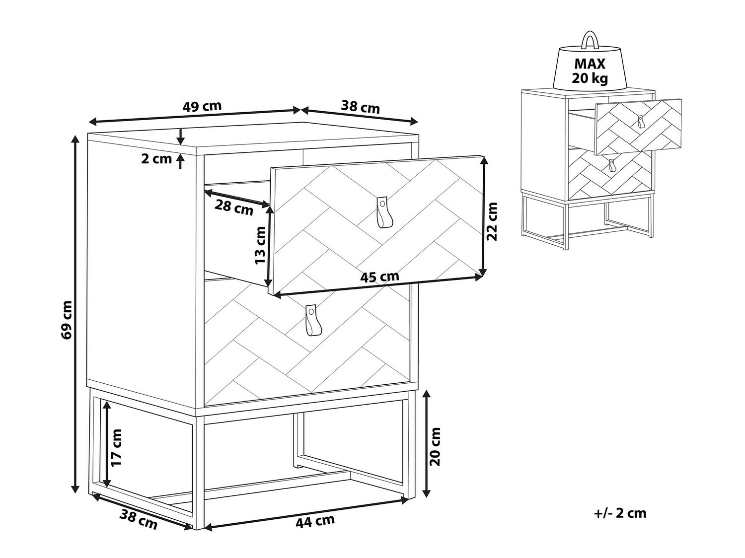 Naktsgaldiņš Fiotivu 104 (Balts + Melns + Gaišs koks)