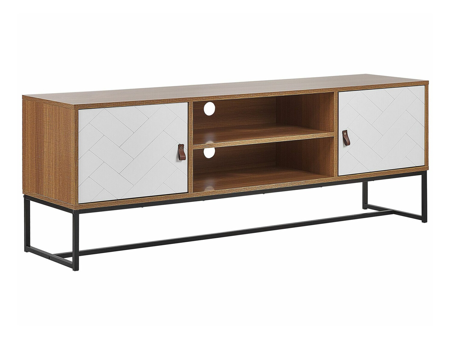 ТВ тумба Fiotivu 102 (Белый + Чёрный + Светлое дерево)